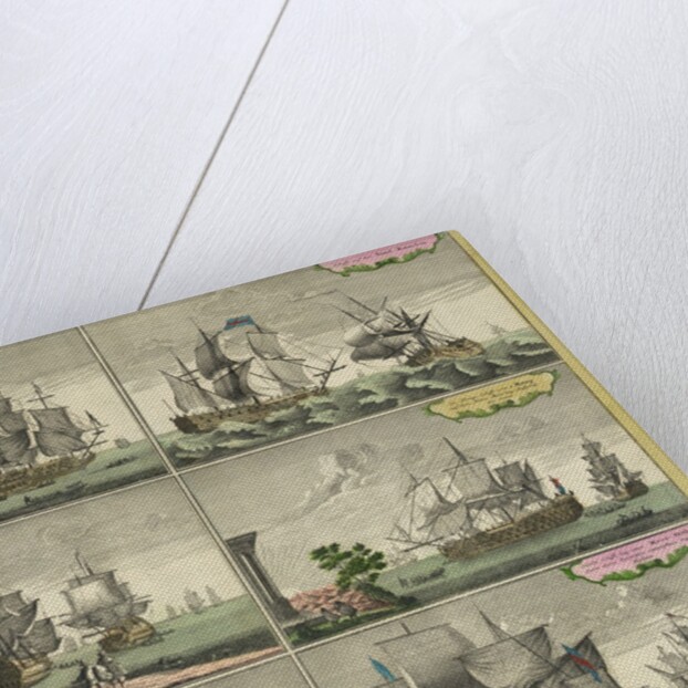 Print of English sailing ships by Thomas Baston