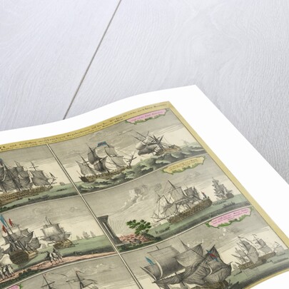 Print of English sailing ships by Thomas Baston