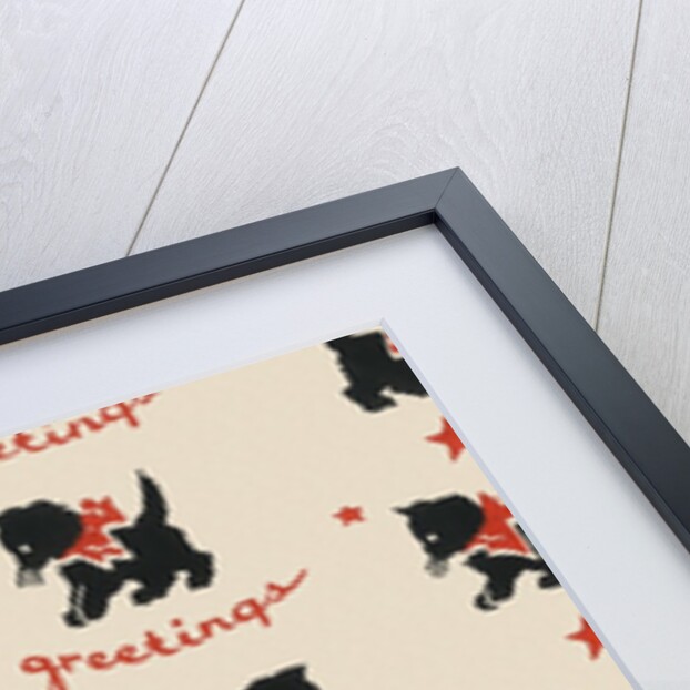 Greetings pattern with black cat by Anonymous