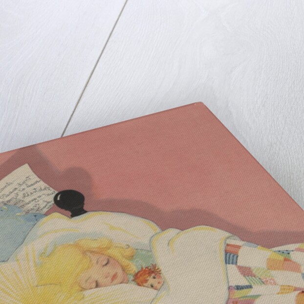 Blond girl sleeping with note for Santa Claus by Anonymous