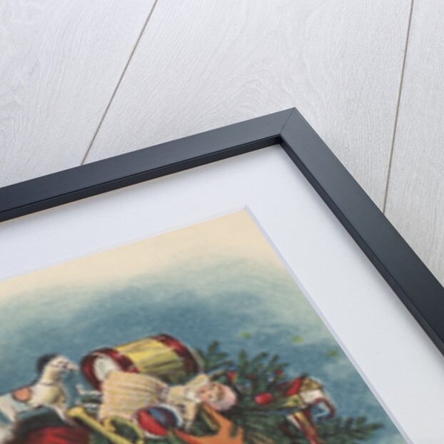 Santa Claus going down chimney by Anonymous