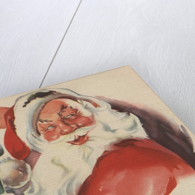 Santa Claus filling Christmas stocking by Anonymous