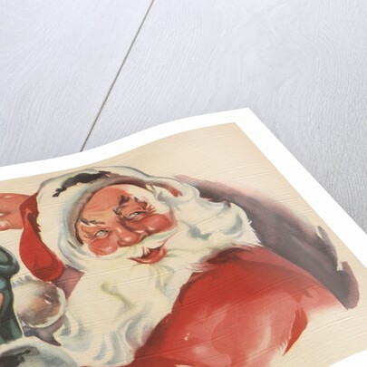 Santa Claus filling Christmas stocking by Anonymous