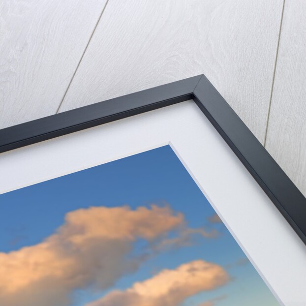 Clouds reflected in Silent Lake with Muskoka chair on dock by Anonymous