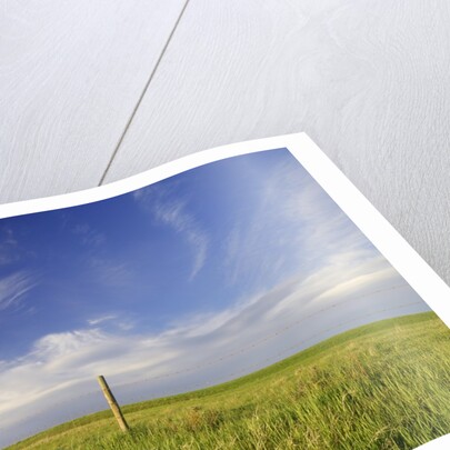 Active Prairie Sky and Farm Fenceline West of Calgary, Alberta, Canada. by Anonymous