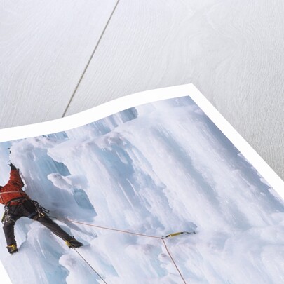 An Ice Climber Ascending the Malignant Mushroom, WI 5, Ghost River, Alberta, Canada by Anonymous