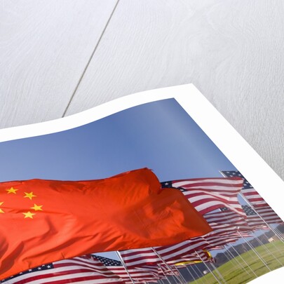Chinese and American flags during 3000 Flags for 9-11 tribute by Anonymous