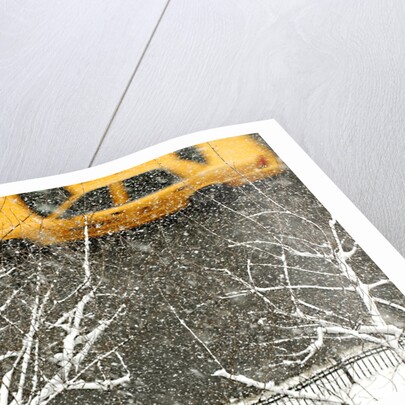 Yellow cab on Park Avenue in a snowstorm by Anonymous
