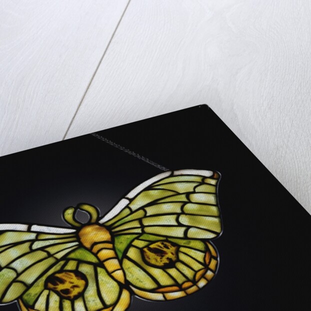 Tiffany Studios butterfly leaded glass lamp pendant with iridescent Favrile glass by Anonymous