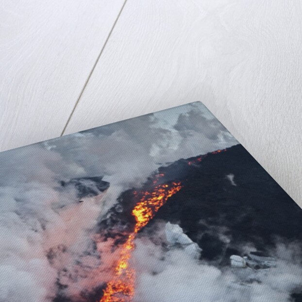 Steam and lava from eruption at Eyjafjallajokull glacier by Anonymous