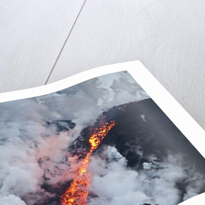 Steam and lava from eruption at Eyjafjallajokull glacier by Anonymous