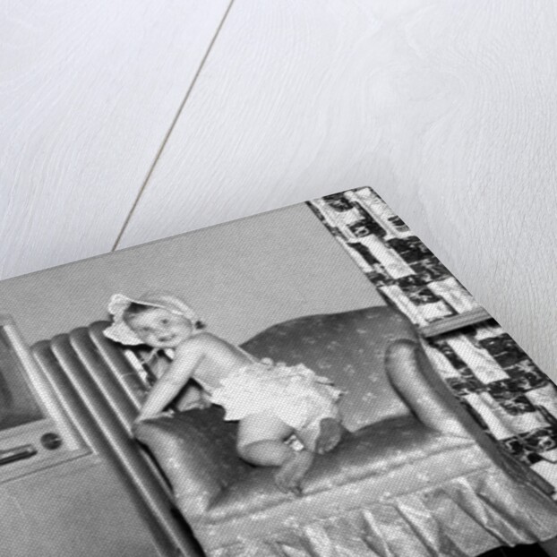 Baby girl wants to watch television, ca. 1954 by Anonymous