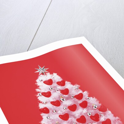 Christmas tree decorated with hearts by Anonymous
