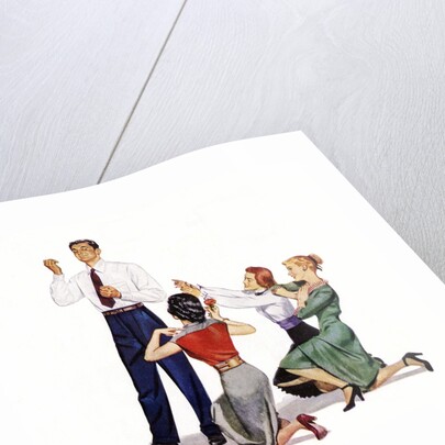 Man worshipped by three women by Anonymous