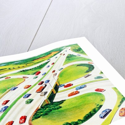 Cars on cloverleaf interchange by Anonymous