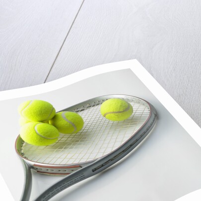 A tennis racket and balls by Anonymous