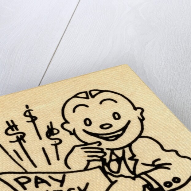 Happy employee holding paycheck by Anonymous