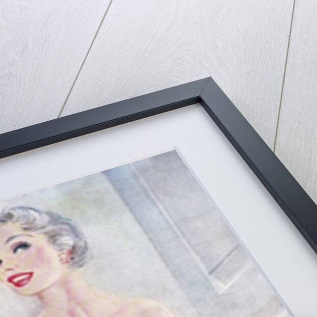 Woman wearing strapless gown and evening gloves by Anonymous