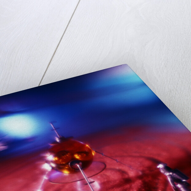 Silver space man astronaut alien walking in red sand to spacecraft by Anonymous