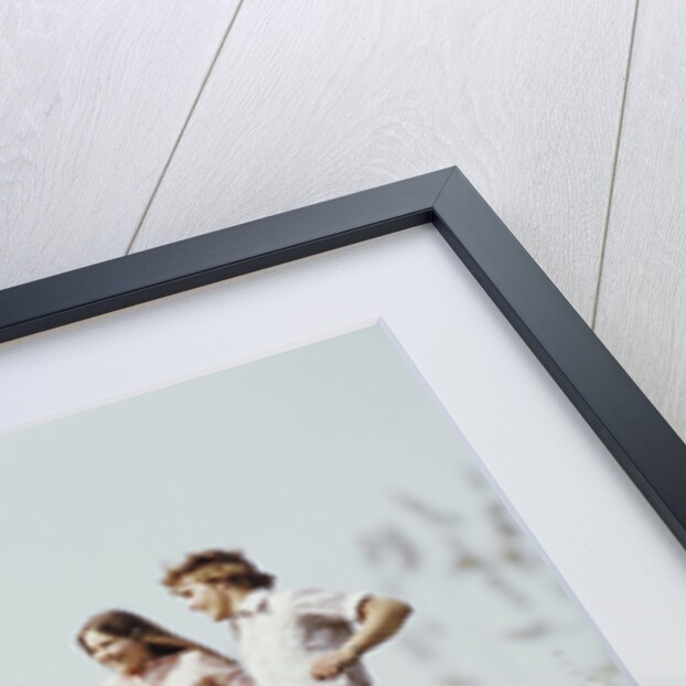 Young teen couple boy girl running field wildflowers by Anonymous