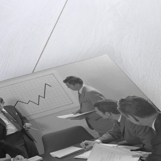 5 executive businessmen meeting with sales chart graphic by Anonymous