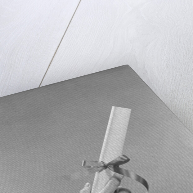 Male hand holding graduation diploma by Anonymous