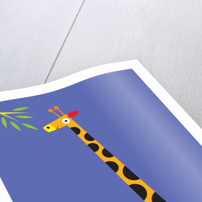 A giraffe about to eat leaves on a tree by Anonymous