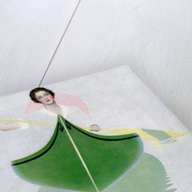 Woman paddling canoe by Anonymous