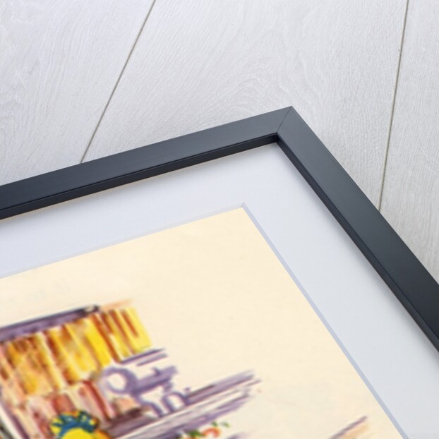 Boy and girl shopping at butcher shop by Anonymous