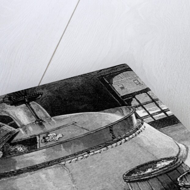 Brewer adding hops to boiling beer in an American brewery by Anonymous