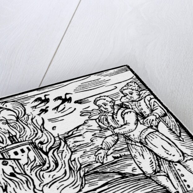 Witches destroying a house by fire by Anonymous
