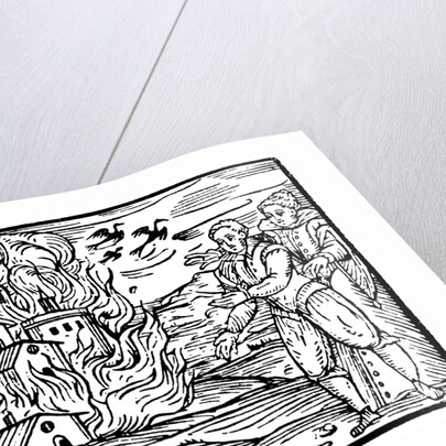 Witches destroying a house by fire by Anonymous