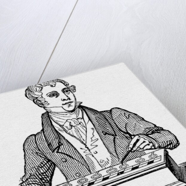 Clerk using a Pascal adding machine by Anonymous