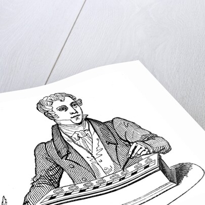 Clerk using a Pascal adding machine by Anonymous