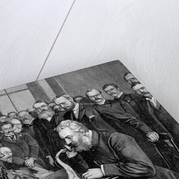 Alexander Graham Bell making telephone call by Anonymous