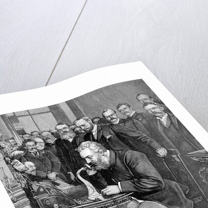 Alexander Graham Bell making telephone call by Anonymous