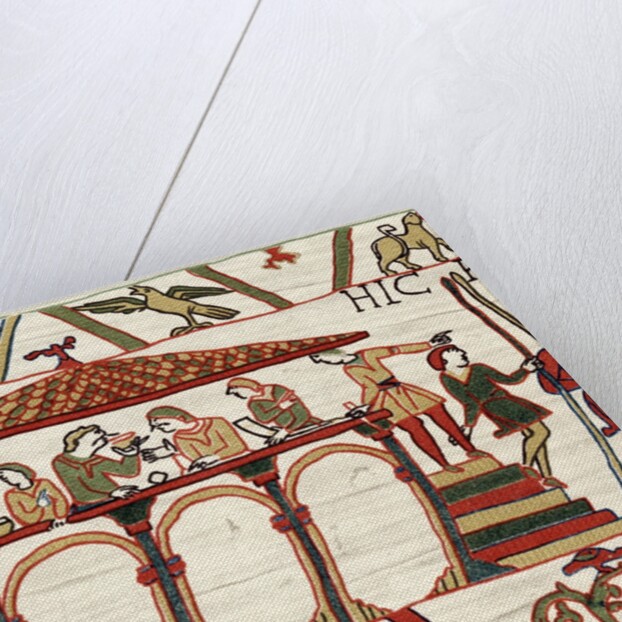 Detail of Harold II and companions feasting from The Bayeux Tapestry by Anonymous