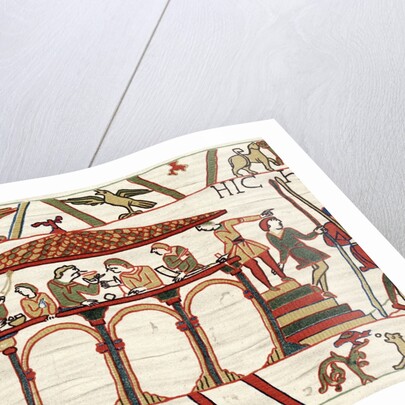 Detail of Harold II and companions feasting from The Bayeux Tapestry by Anonymous