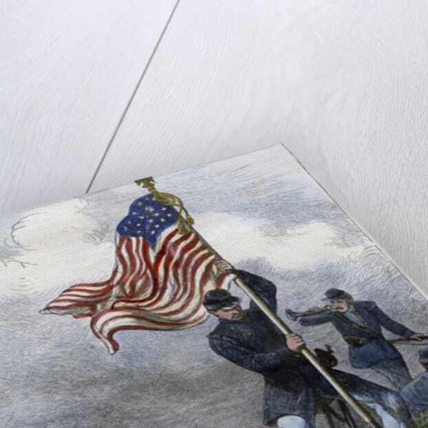 Planting the Union flag on a bastion at the Siege of Vicksburg by Anonymous