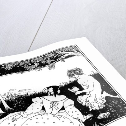Pan reading to a woman by a brook by Aubrey Beardsley
