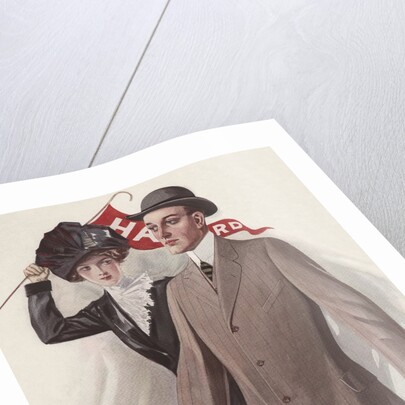 Young couple with Harvard pennant by Anonymous