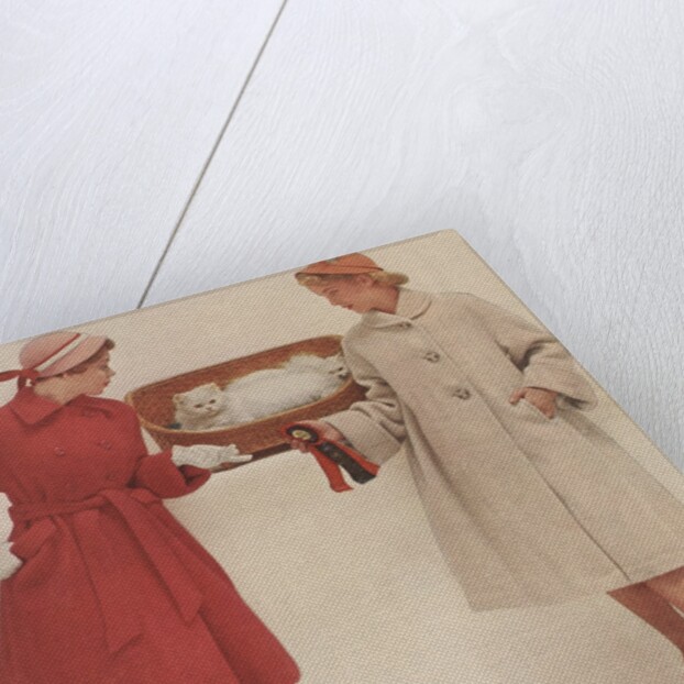 Two Women with Prize Winning Cat by Anonymous