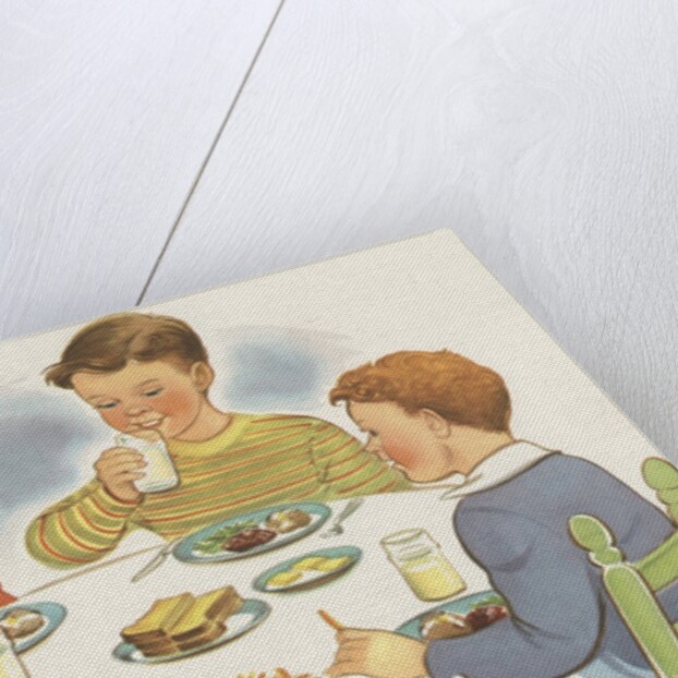 Children eating meal by Anonymous