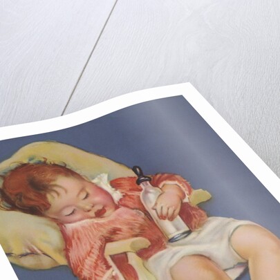 Baby sleeping in highchair by Anonymous