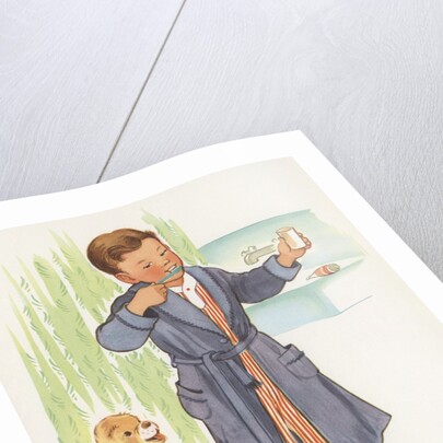 Boy brushing teeth by Anonymous
