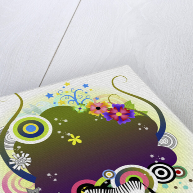 Zebra and flowers background by Anonymous