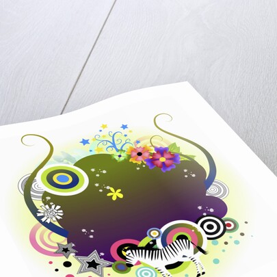 Zebra and flowers background by Anonymous