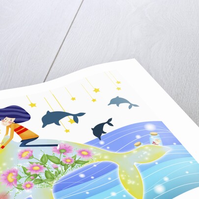 A Teenage Boy Rinding on a Dolphin by Anonymous