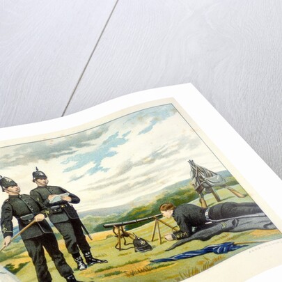 Soldiers sending a semaphore signal using flags by Anonymous