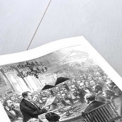 Heinrich Schliemann lecturing in London by Anonymous